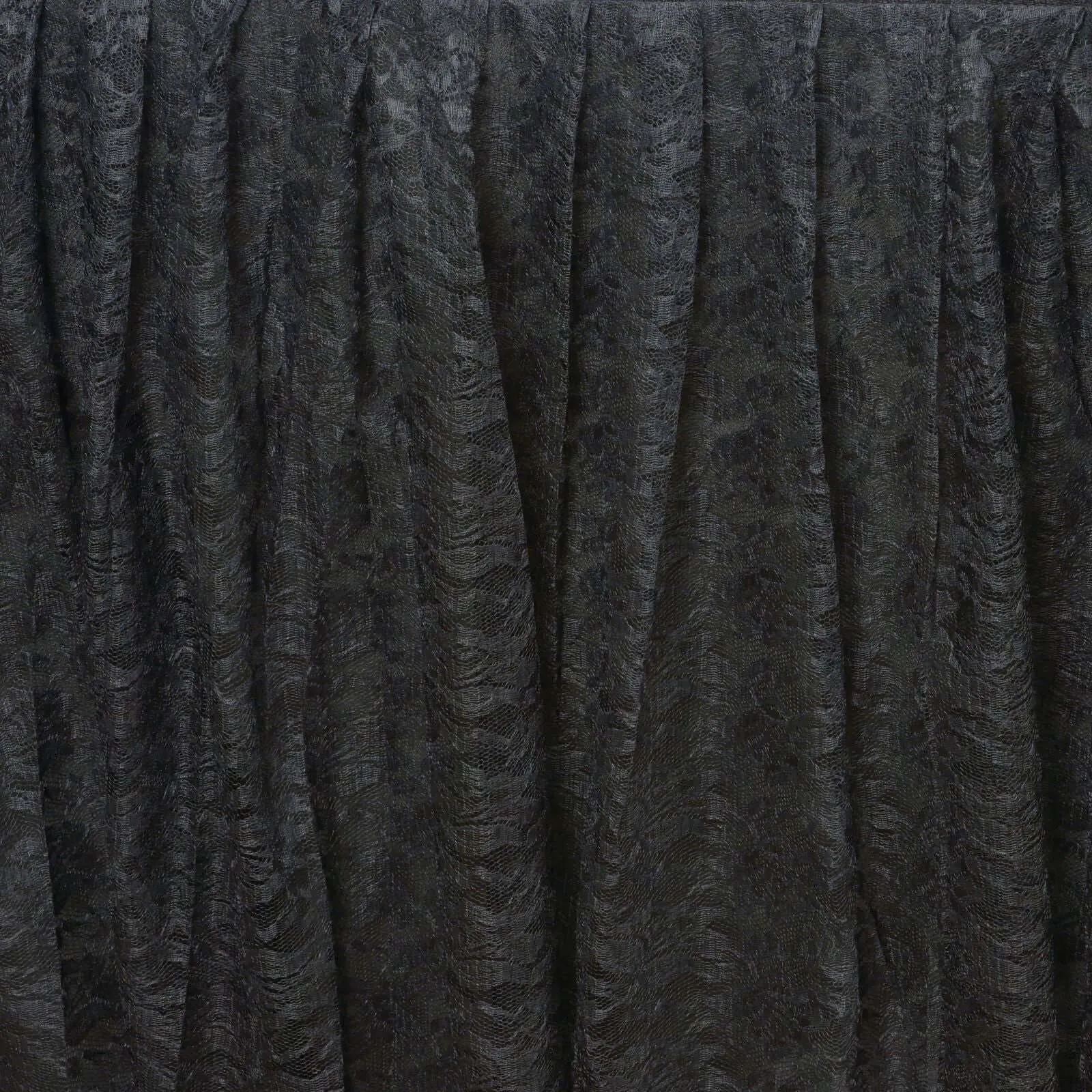 Lace Table Skirt 14ft Black - Premium Pleated Vintage Style for Parties