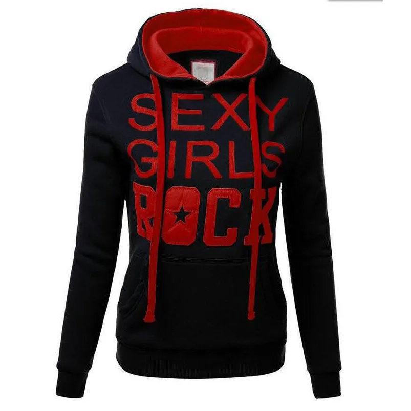 Letters Print Pocket Candy Color Drawstring Slim Hoodie