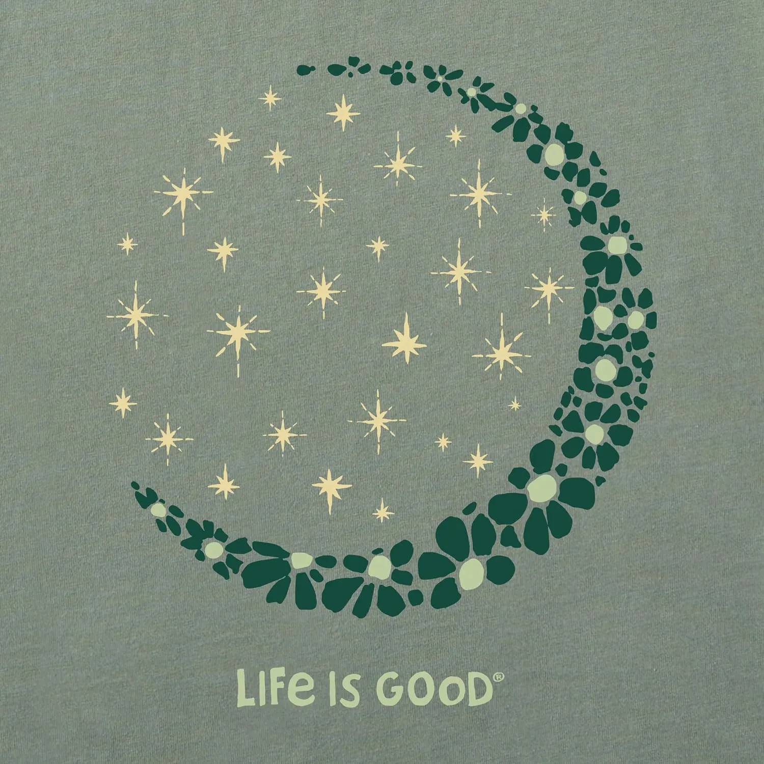Life is Good Women's Crusher Tee, Long Sleeve Cotton Graphic T-Shirts, Crescent Moon Daisies