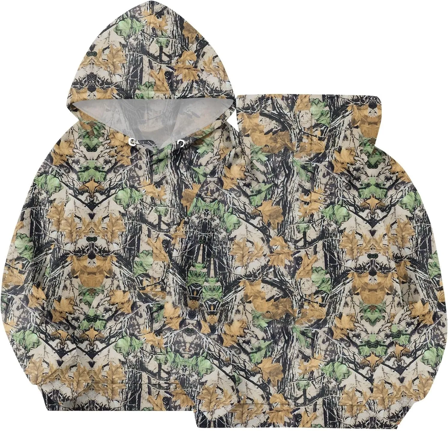 Light Camo Hoodies for Teen Girls Cute Sweatshirt Maple Leaf Print Oversized Fleece Sweatshirts Pullover Tops with Pocket