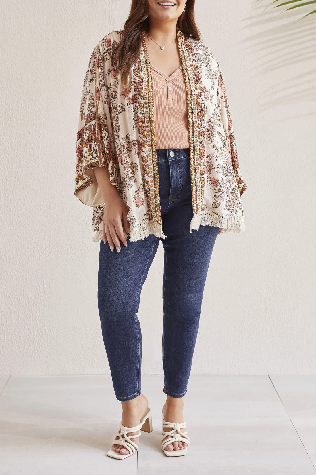 LINED EMBELLISHED SOFT OPEN JACKET