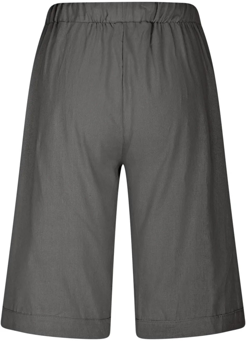 Linen Capri Pants for Women Side Hollow Out Cropped Trousers Casual Summer Capris Drawstring High Waist Wide Leg Pant
