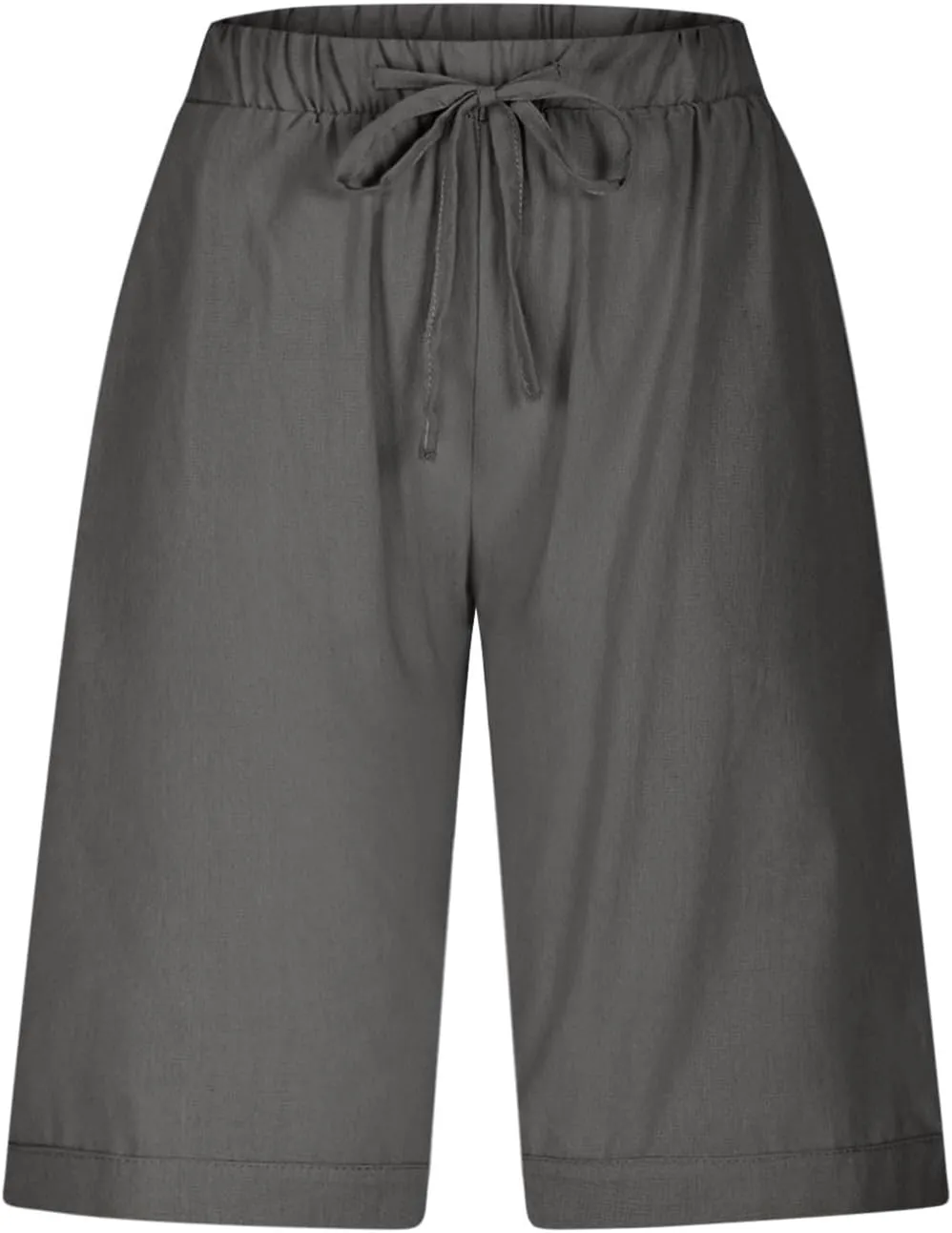 Linen Capri Pants for Women Side Hollow Out Cropped Trousers Casual Summer Capris Drawstring High Waist Wide Leg Pant