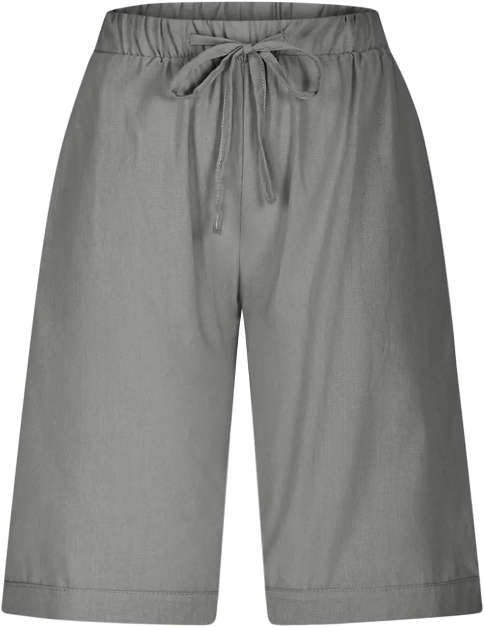 Linen Capri Pants for Women Side Hollow Out Cropped Trousers Casual Summer Capris Drawstring High Waist Wide Leg Pant