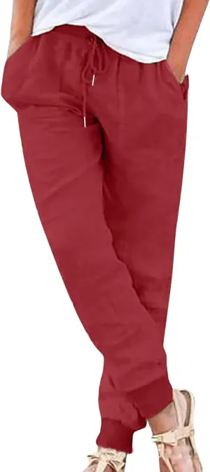 Linen Pants for Women Cotton Linen Loose Fit Trousers Wide Leg Pant Palazzo Pants Casual Summer Going Out 2025