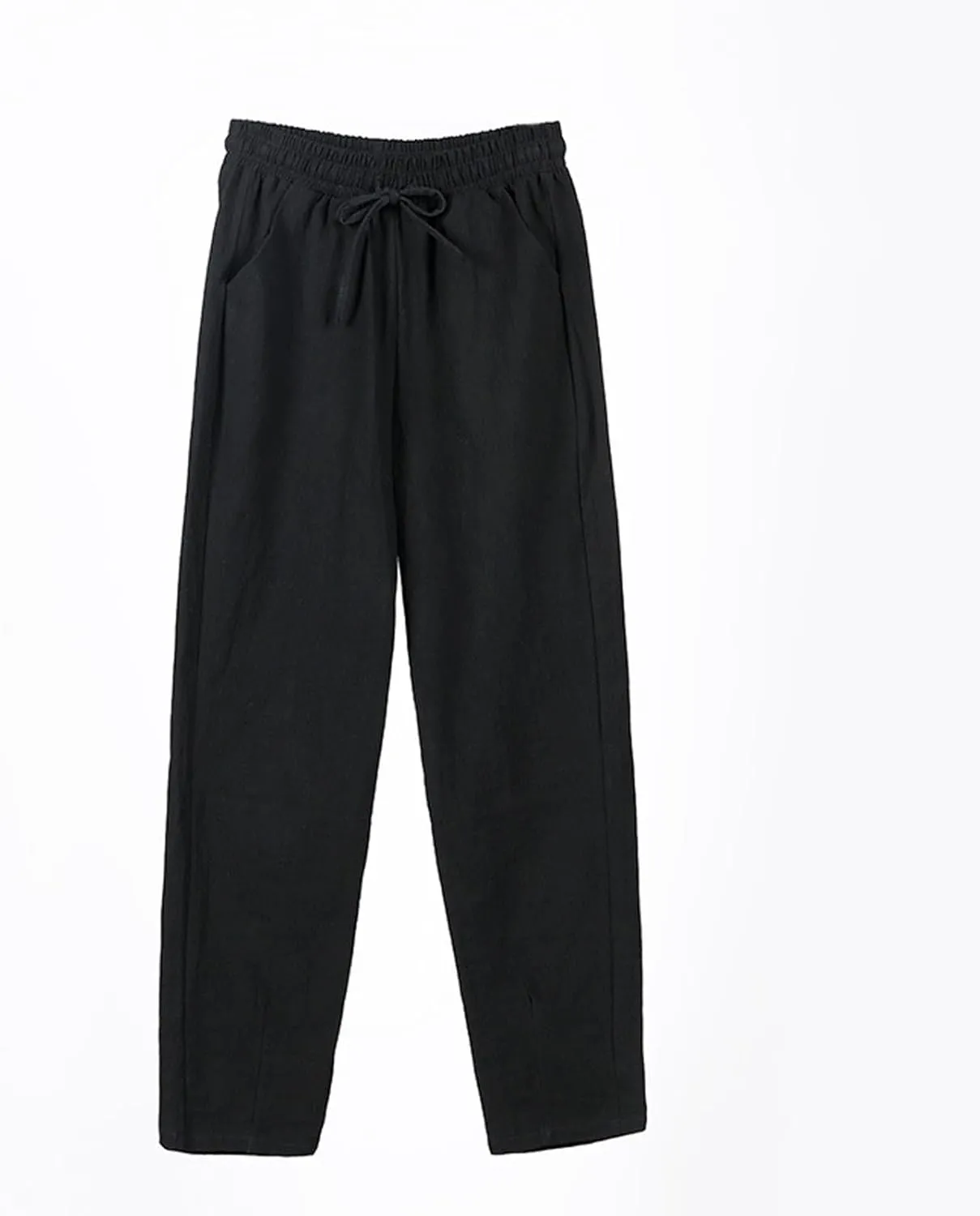 Linen Pants Women Wide Leg Elastic Drawstring Pants Women Lounge Comfy Casual Summer Beach Trousers with Pockets