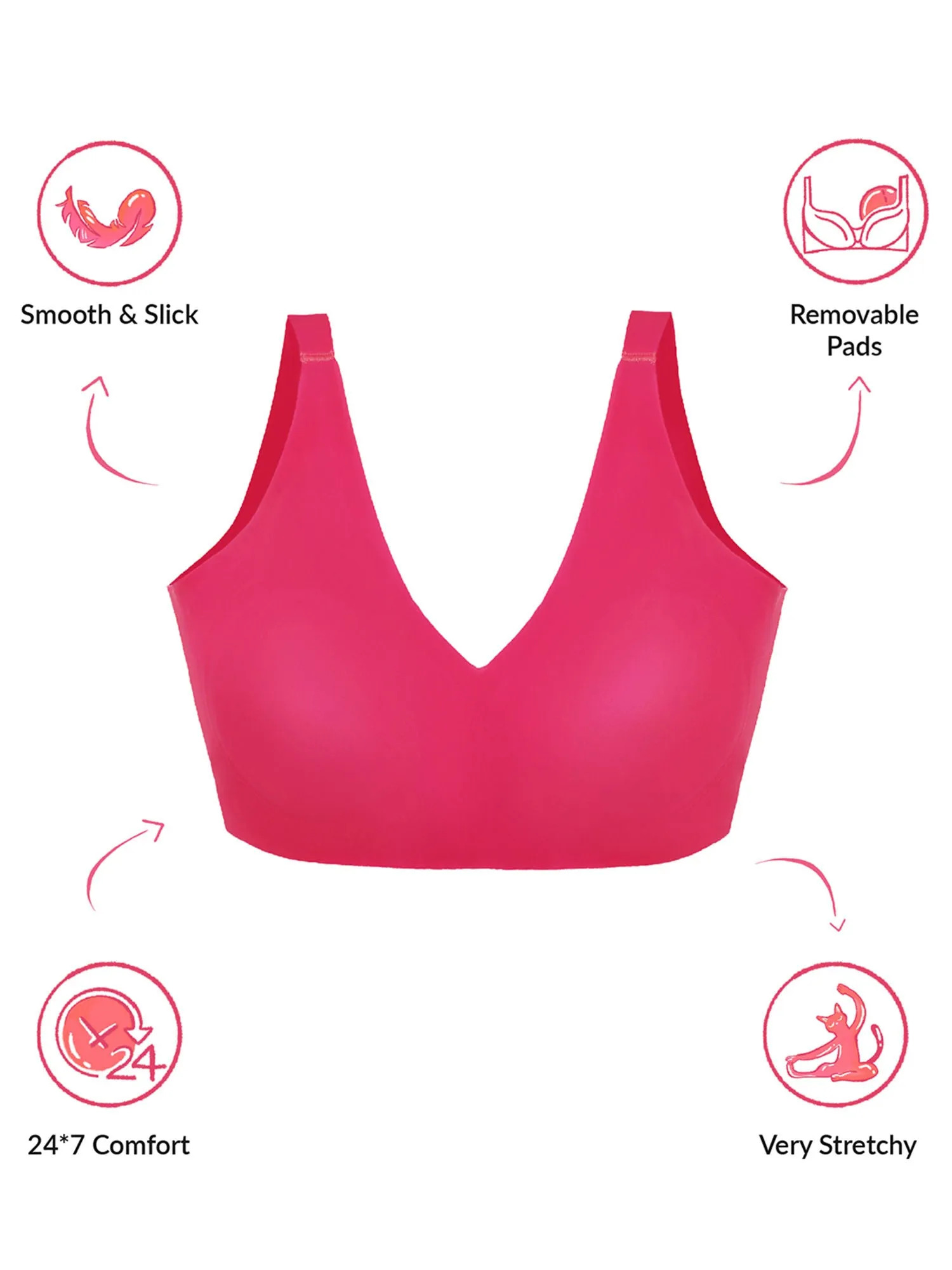 Lola & Mae C.O.A.T No Show Bonded Bra-LMB1040-Red