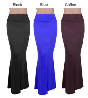 Long Foldover High Waisted Elegant Maxi Skirt