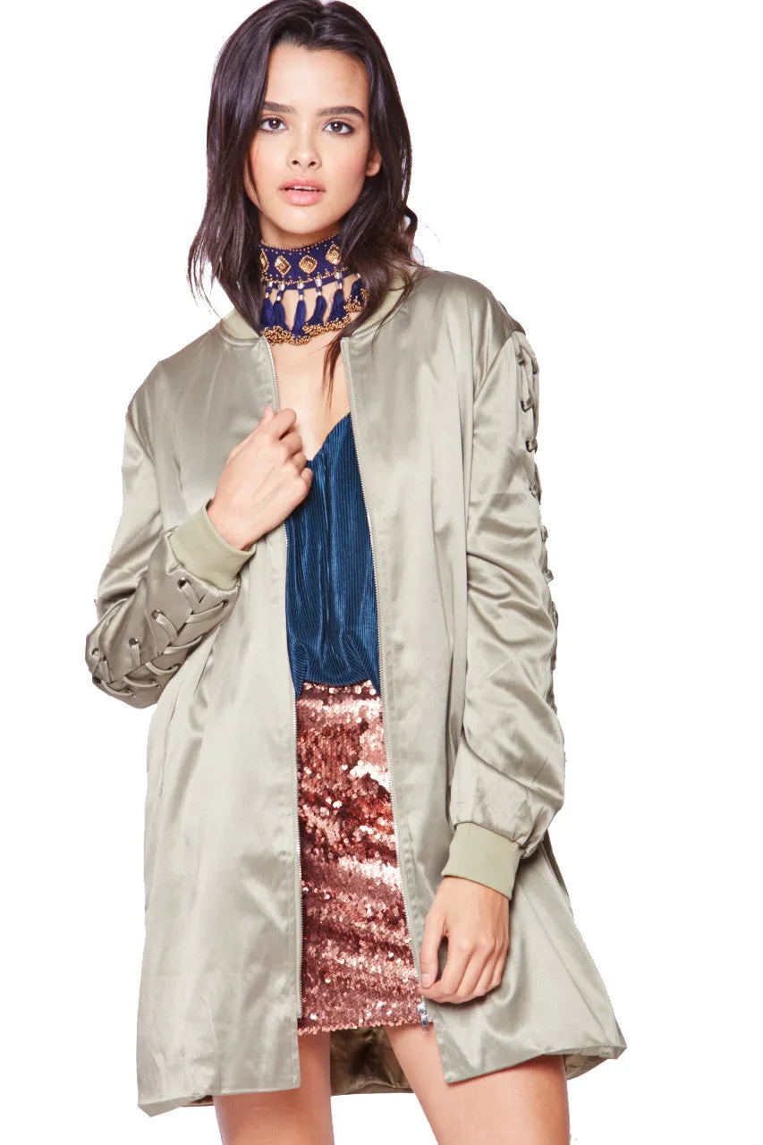 LONG LACE UP BOMBER
