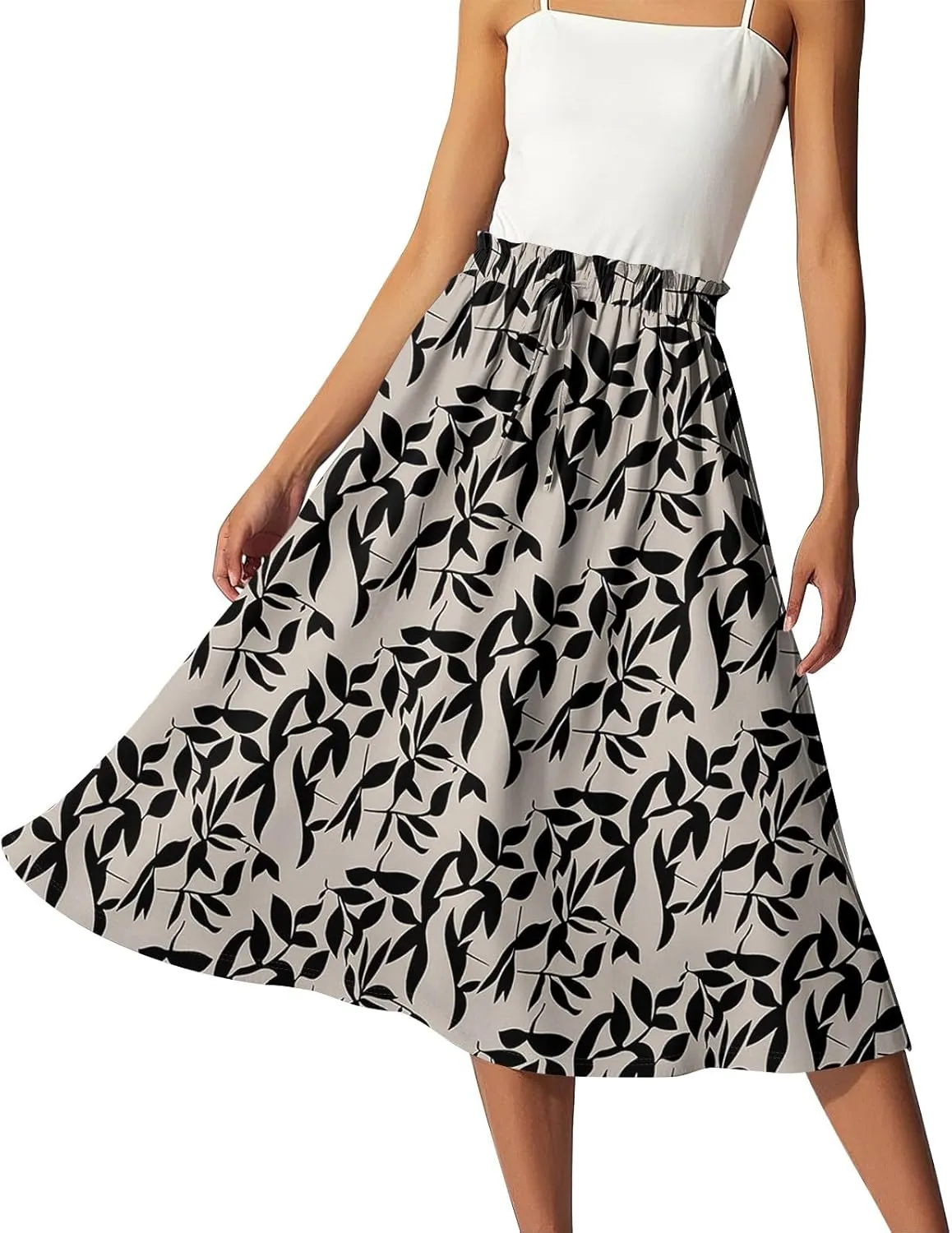 Long Pleated Skirts for Women High Waist A-Line Flowy Maxi Skirt Elegant Summer