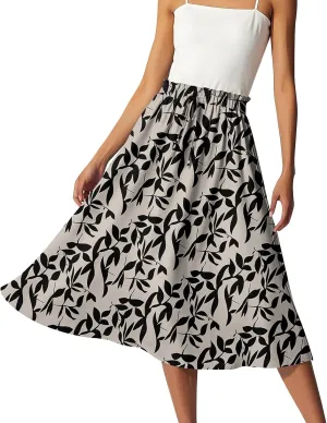 Long Pleated Skirts for Women High Waist A-Line Flowy Maxi Skirt Elegant Summer