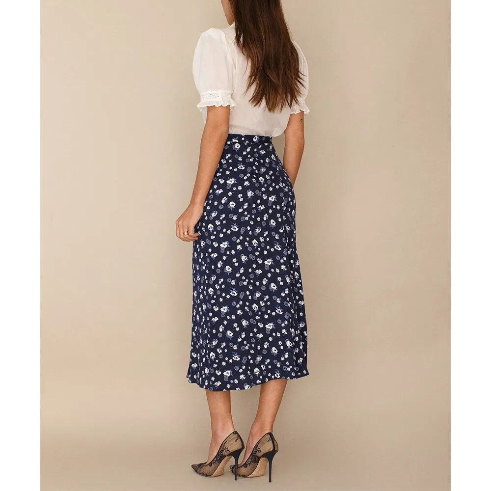 Long Skirts For Women Vintage Floral Print Skirt Elegant Office Lady