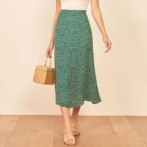 Long Skirts For Women Vintage Floral Print Skirt Elegant Office Lady