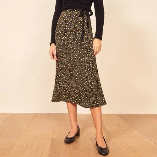 Long Skirts For Women Vintage Floral Print Skirt Elegant Office Lady