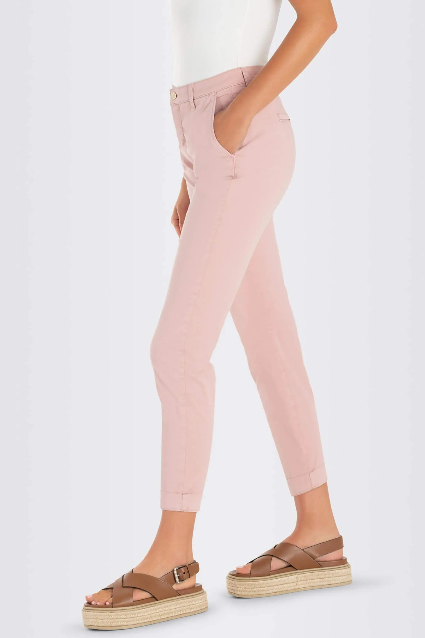 MAC 0434L 3075-00 427R Light Amethyst Pink Chino Turn Up Trousers