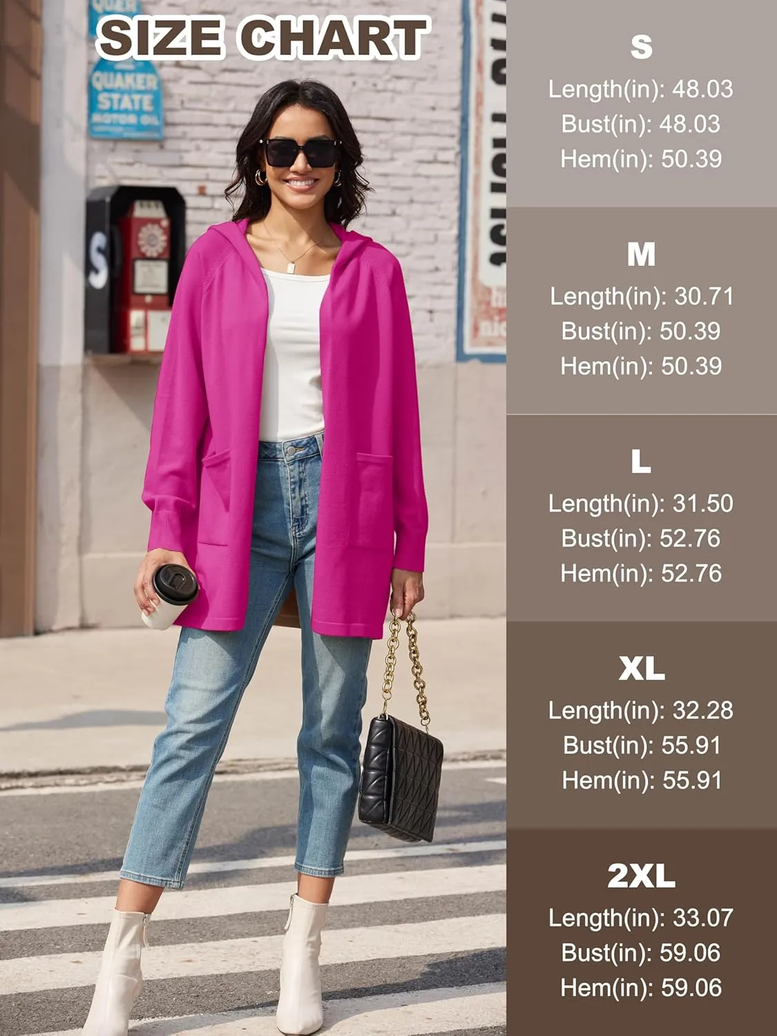 MAGCOMSEN Women's Cardigan Open Front Knit Hoodie Sweater Coatigan Jacket 2024 Casual Fall Trendy Coats with Pockets