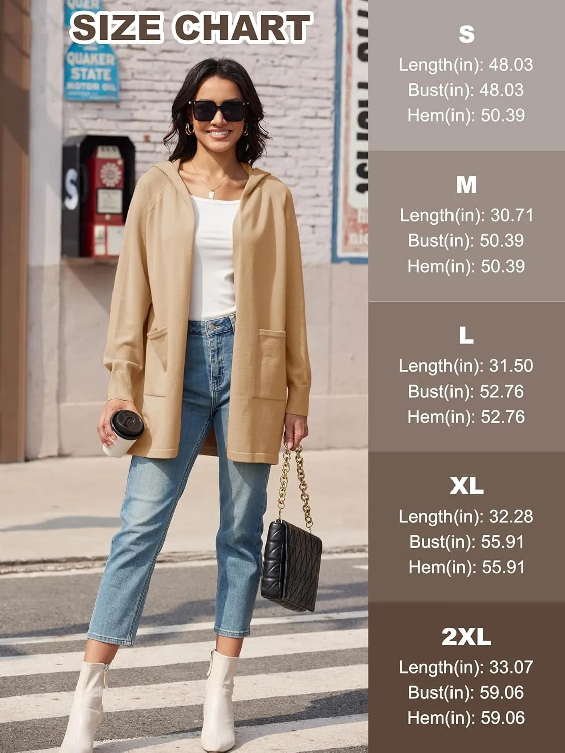 MAGCOMSEN Women's Cardigan Open Front Knit Hoodie Sweater Coatigan Jacket 2024 Casual Fall Trendy Coats with Pockets