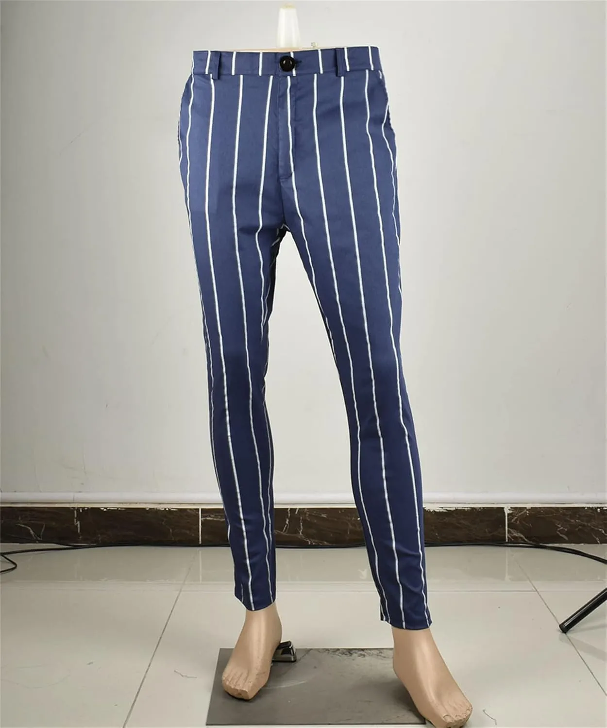 Maiyifu-GJ Men's Striped Modern Chino Pants Casual Slim Fit Skinny Stretch Dress Pant Business Golf Tapered Trousers