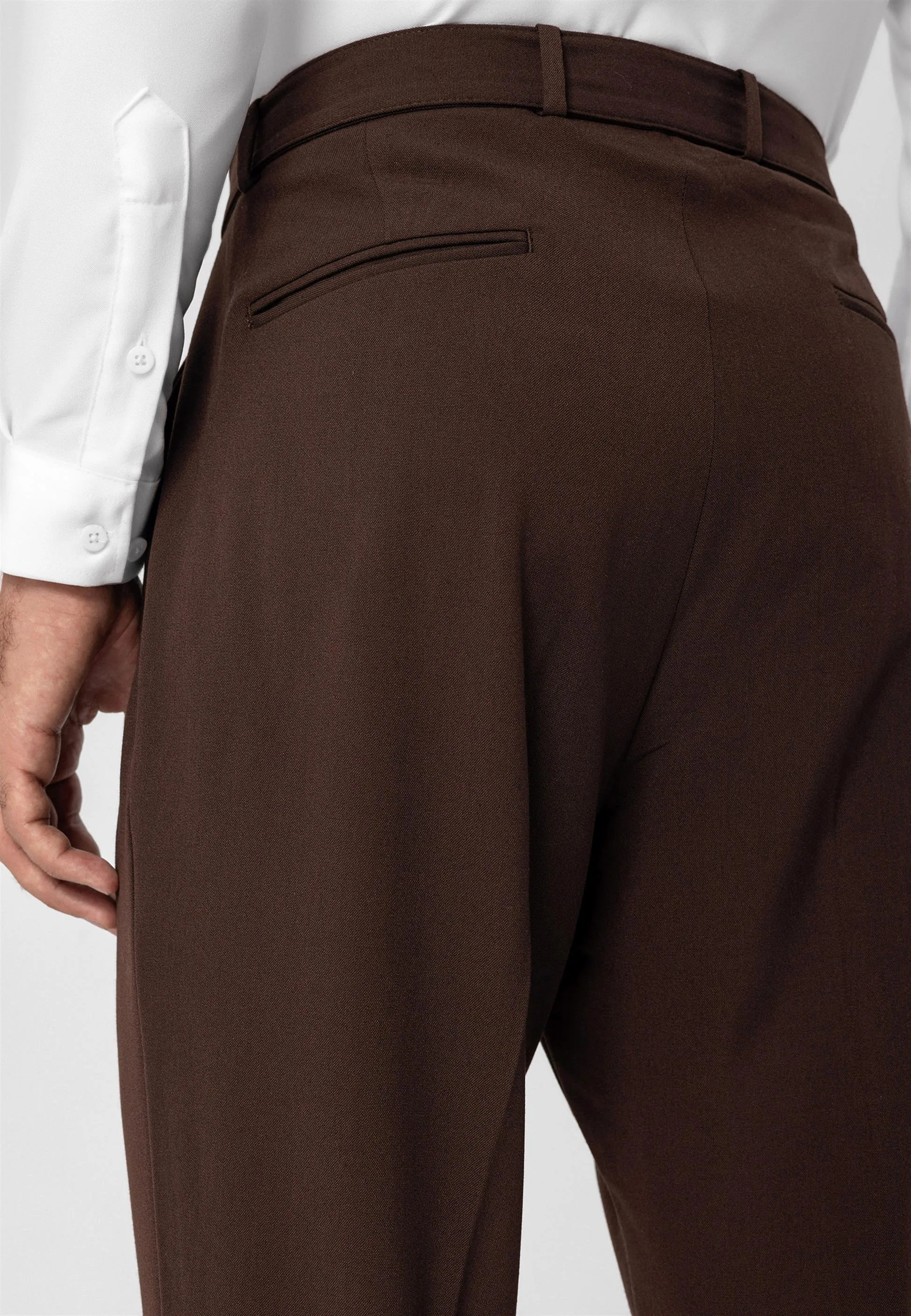 Men's Brown High Waist Girdle Closure  Trousers - Wessi