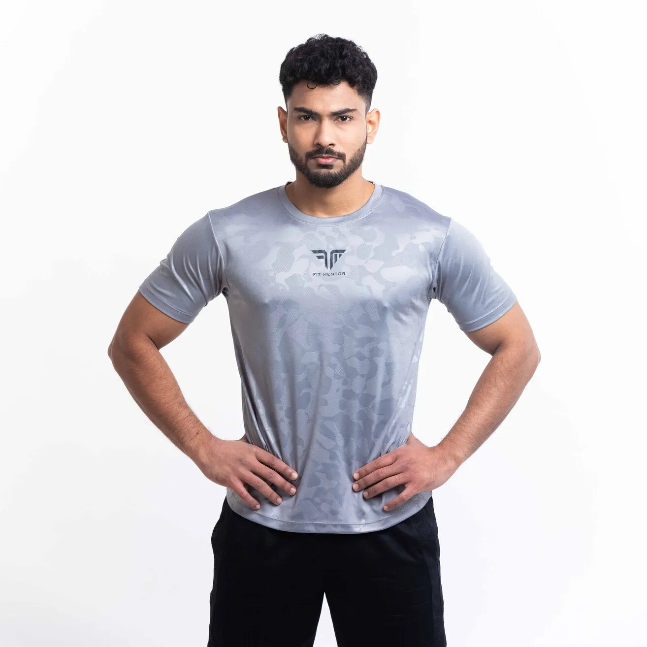 Men's Camou Polyester Tee - Blue/Grey (Pack of Two)