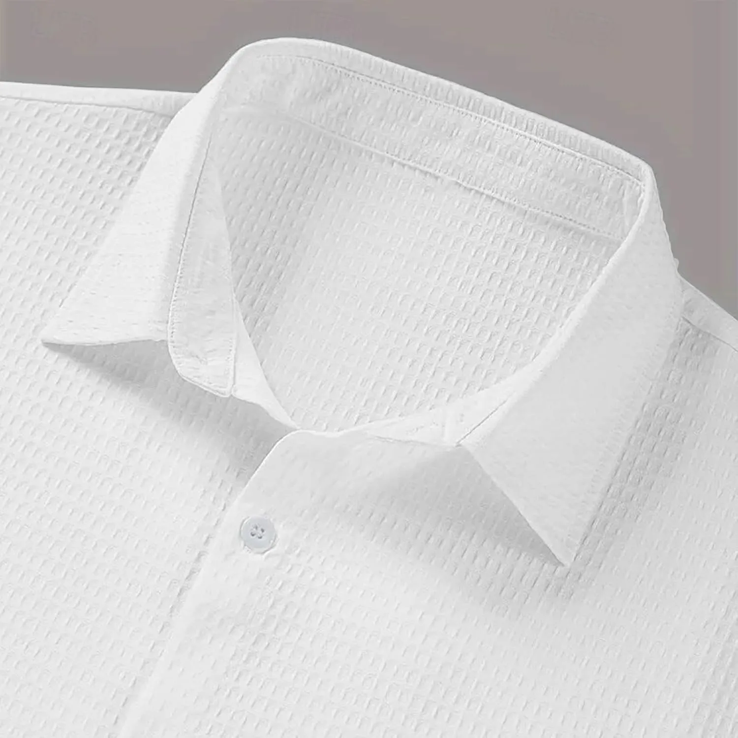 Men's Cross Flag Independence Day Print Casual Waffle Shirt Button Down Shirts Textured Summer Crop Tops Dress Shirts