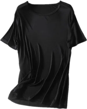 Mens Silk T-Shirt Short Sleeve Shirt for Men Crew Neck Tees Undershirts Soft Comfortable Fit