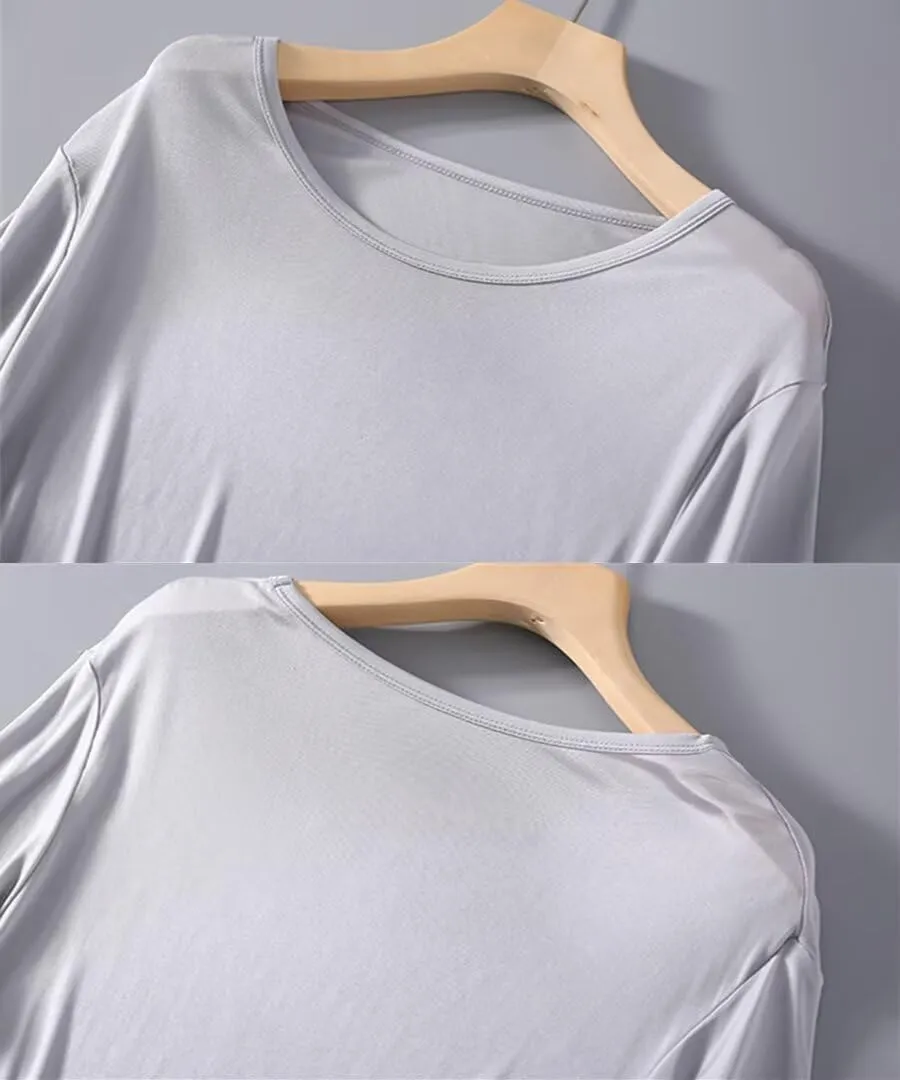 Mens Silk T-Shirt Short Sleeve Shirt for Men Crew Neck Tees Undershirts Soft Comfortable Fit