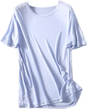 Mens Silk T-Shirt Short Sleeve Shirt for Men Crew Neck Tees Undershirts Soft Comfortable Fit