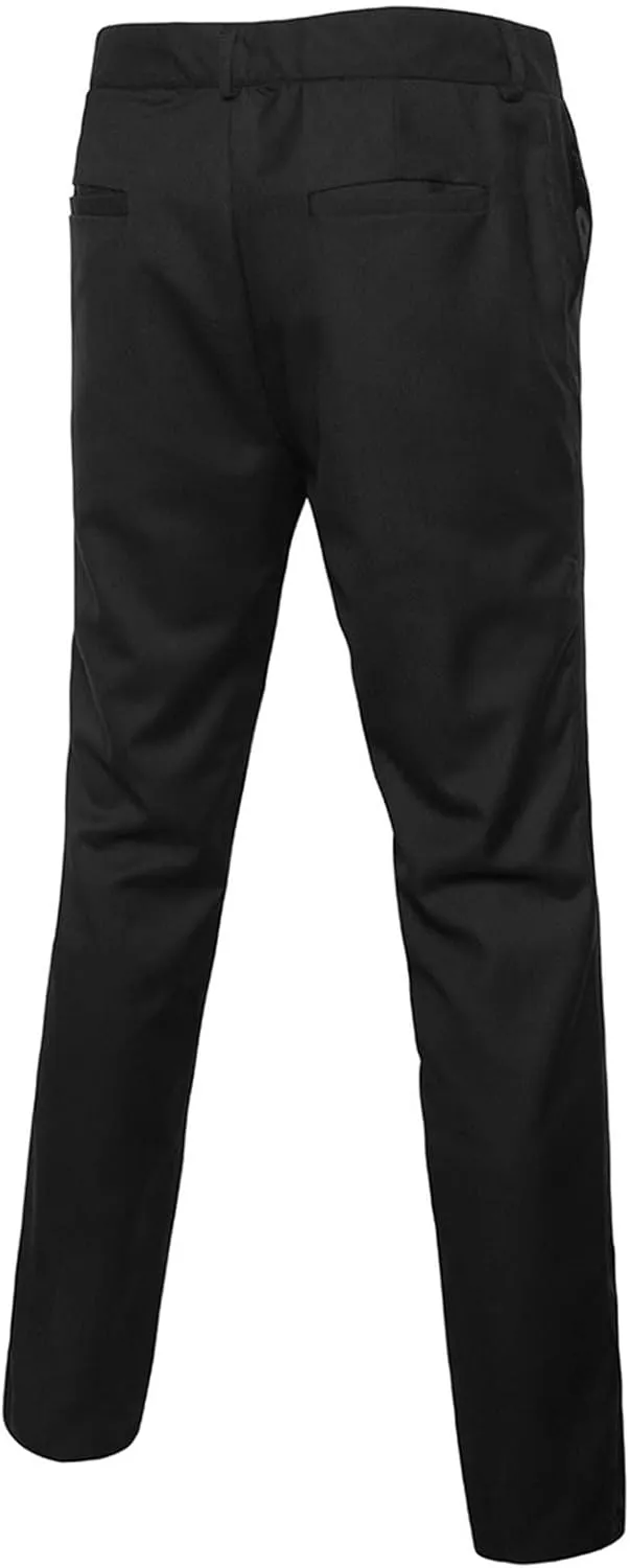 Mens Slim Fit Dress Pants Classic Modern Flat Front Chino Trousers Solid Color Business Wrinkle Resistant Pant