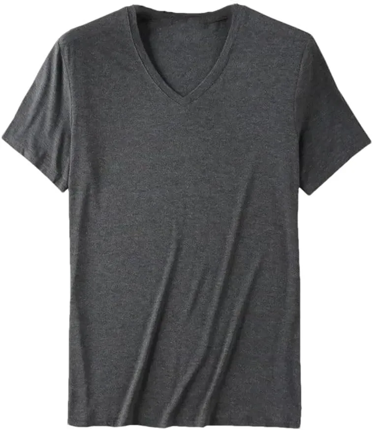 Mens V Neck T Shirt Short Sleeve Tees Men Undershirt Clothing