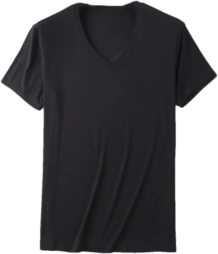 Mens V Neck T Shirt Short Sleeve Tees Men Undershirt Clothing