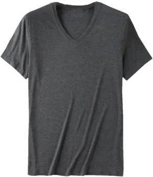 Mens V Neck T Shirt Short Sleeve Tees Men Undershirt Clothing