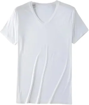 Mens V Neck T Shirt Short Sleeve Tees Men Undershirt Clothing