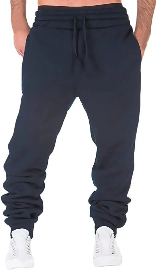 Mens Workout Cargo Sweatpants Pants Athletic Mens Cotton Linen Pants Drawstring Loose Beach Pants with Pockets Men's