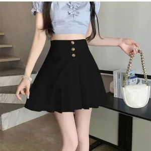 Modern Mini Skirt with Pleats and Elegant Button Details