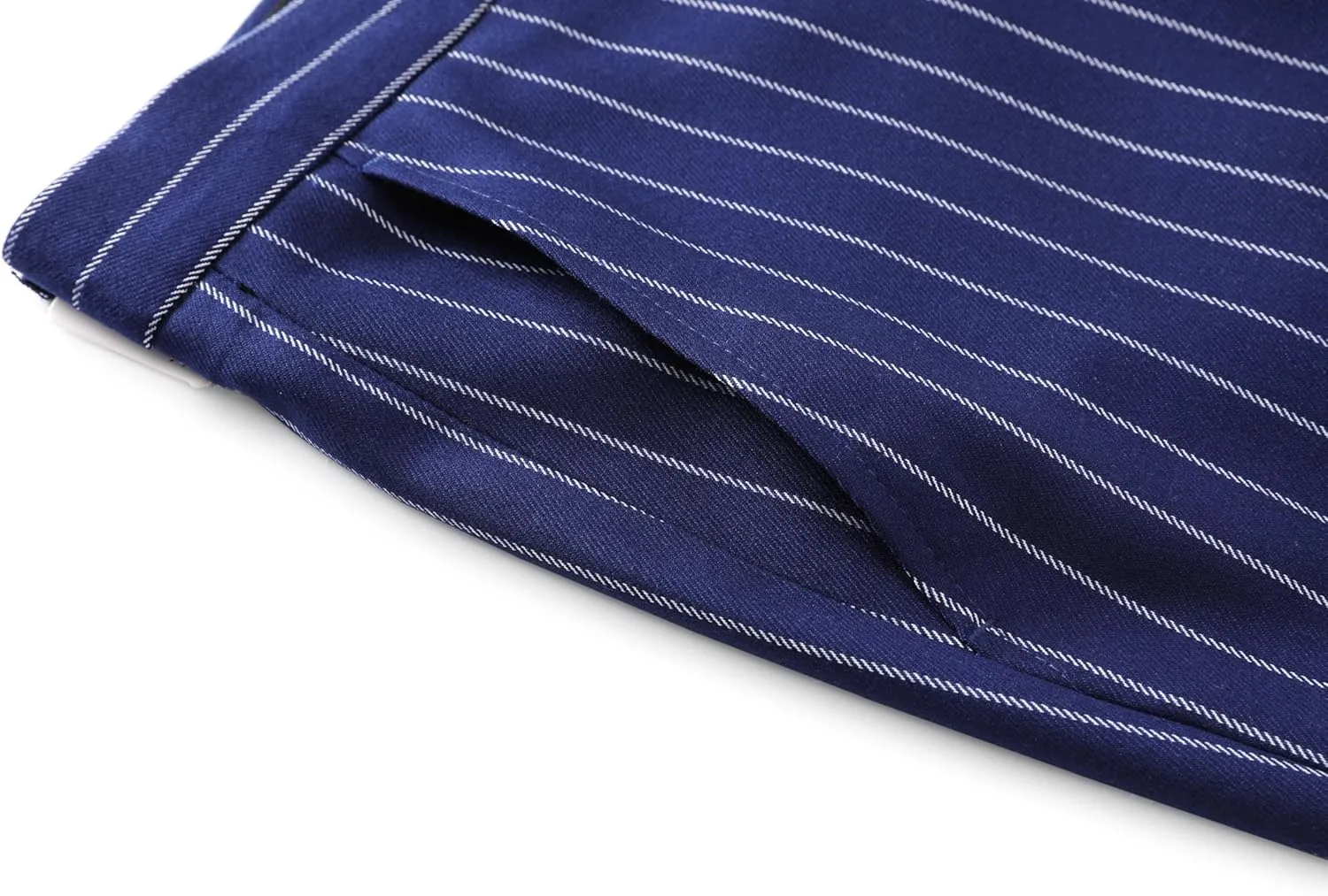 MOGU Mens Striped Slim Fit Dress Pants  Adjustable Elastic Waist Pinstripe Suit Trousers, Business Casual Slacks