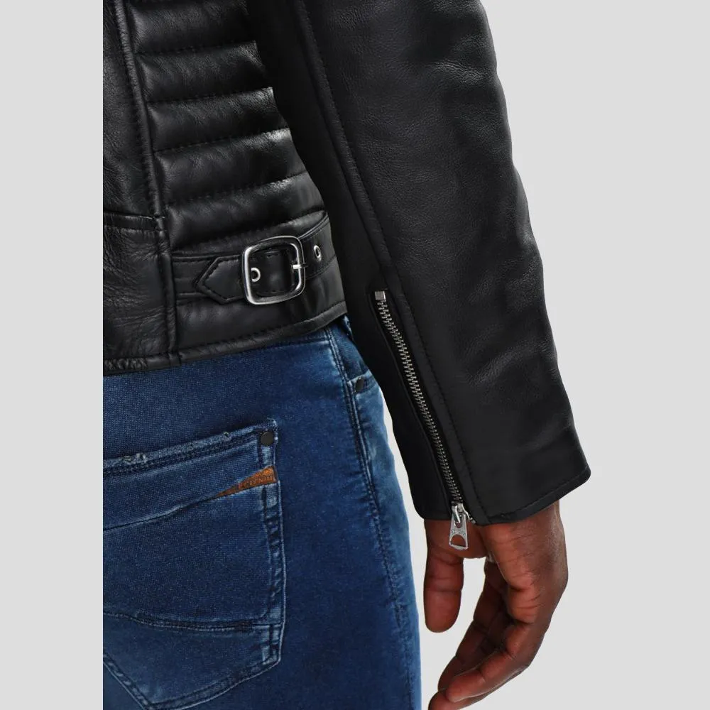 Neil Black Quilted Lambskin Leather Jacket