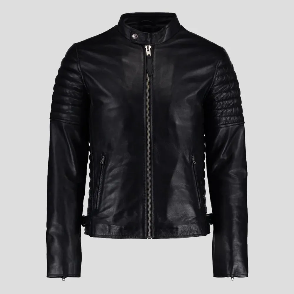 Neil Black Quilted Lambskin Leather Jacket
