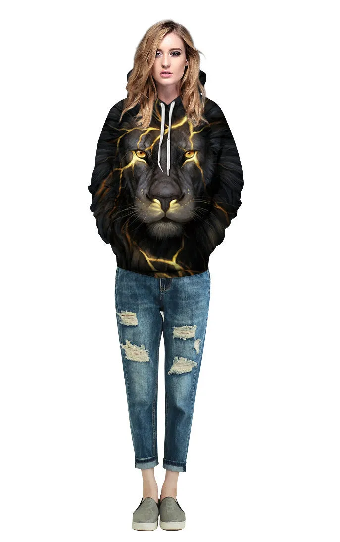 Nostalgic lightning Lion 3D Digital Printing Hoodie