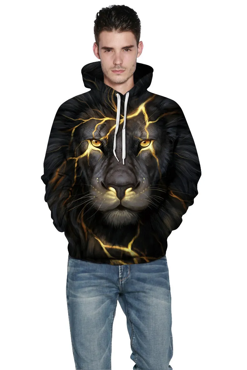 Nostalgic lightning Lion 3D Digital Printing Hoodie