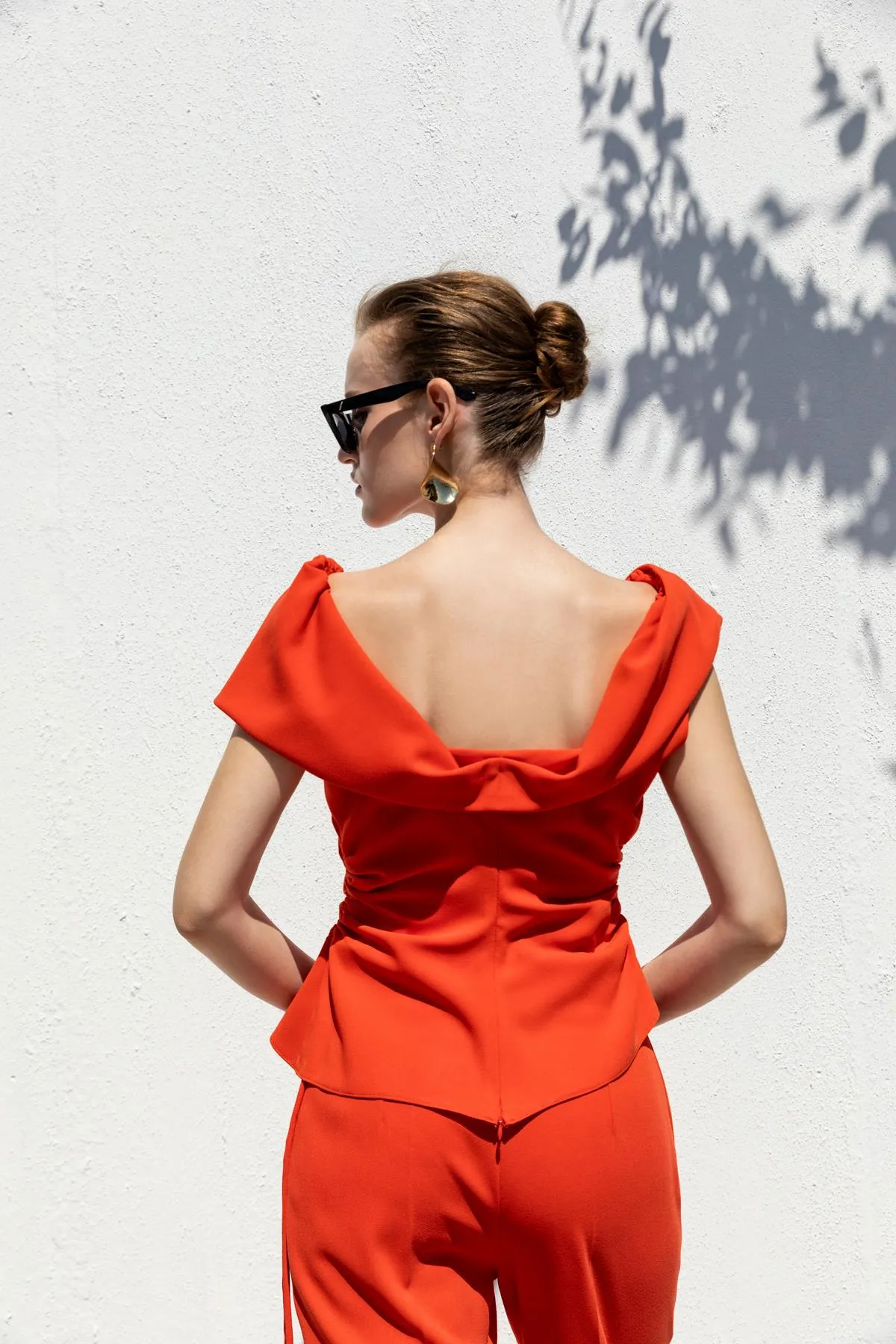 Orange Accessory Detailed Fabric Trousers