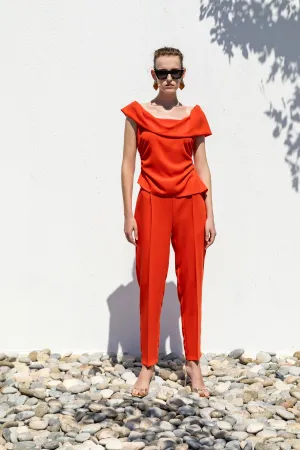 Orange Accessory Detailed Fabric Trousers