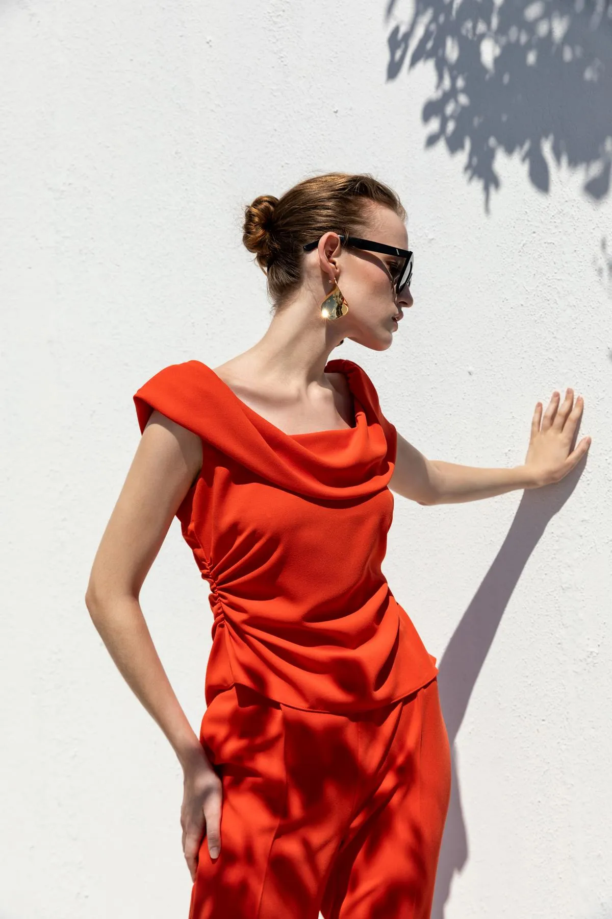 Orange Accessory Detailed Fabric Trousers