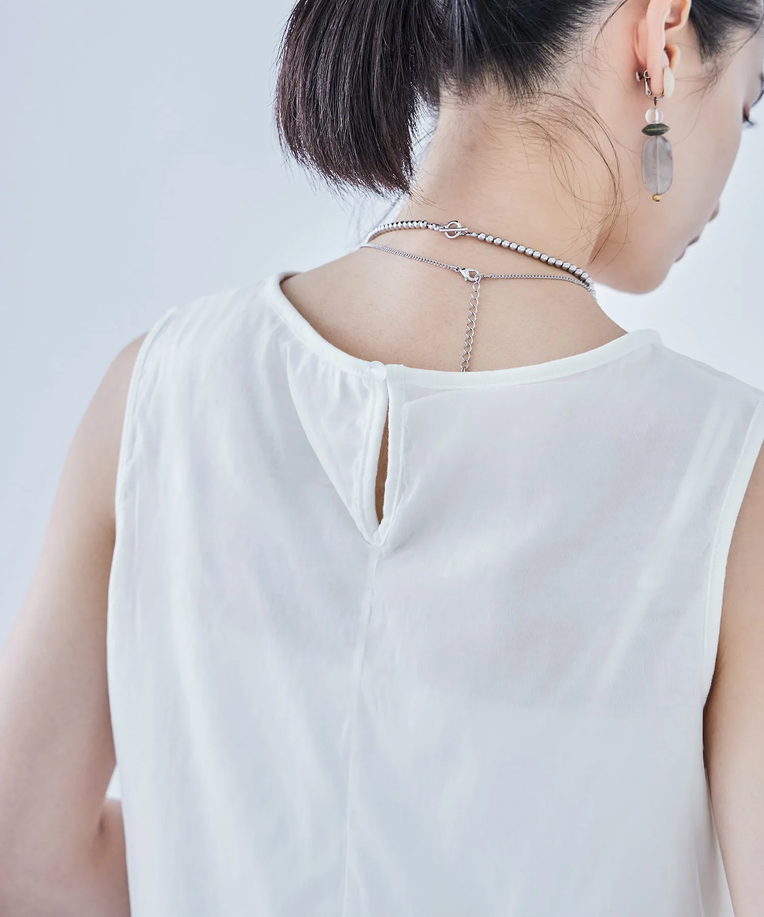 Organdie Frill No Sleeve Tops