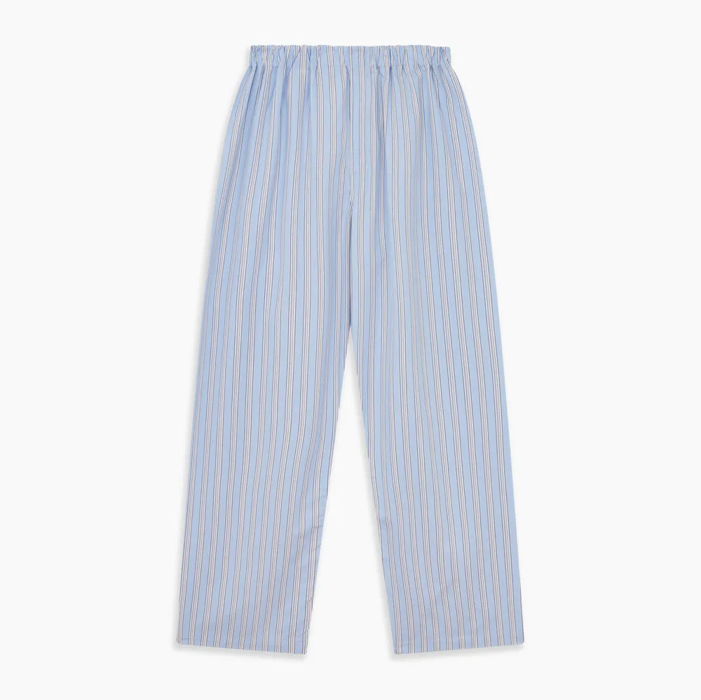 Pale Blue Multi Stripe Cotton Hastings Pyjama Trousers