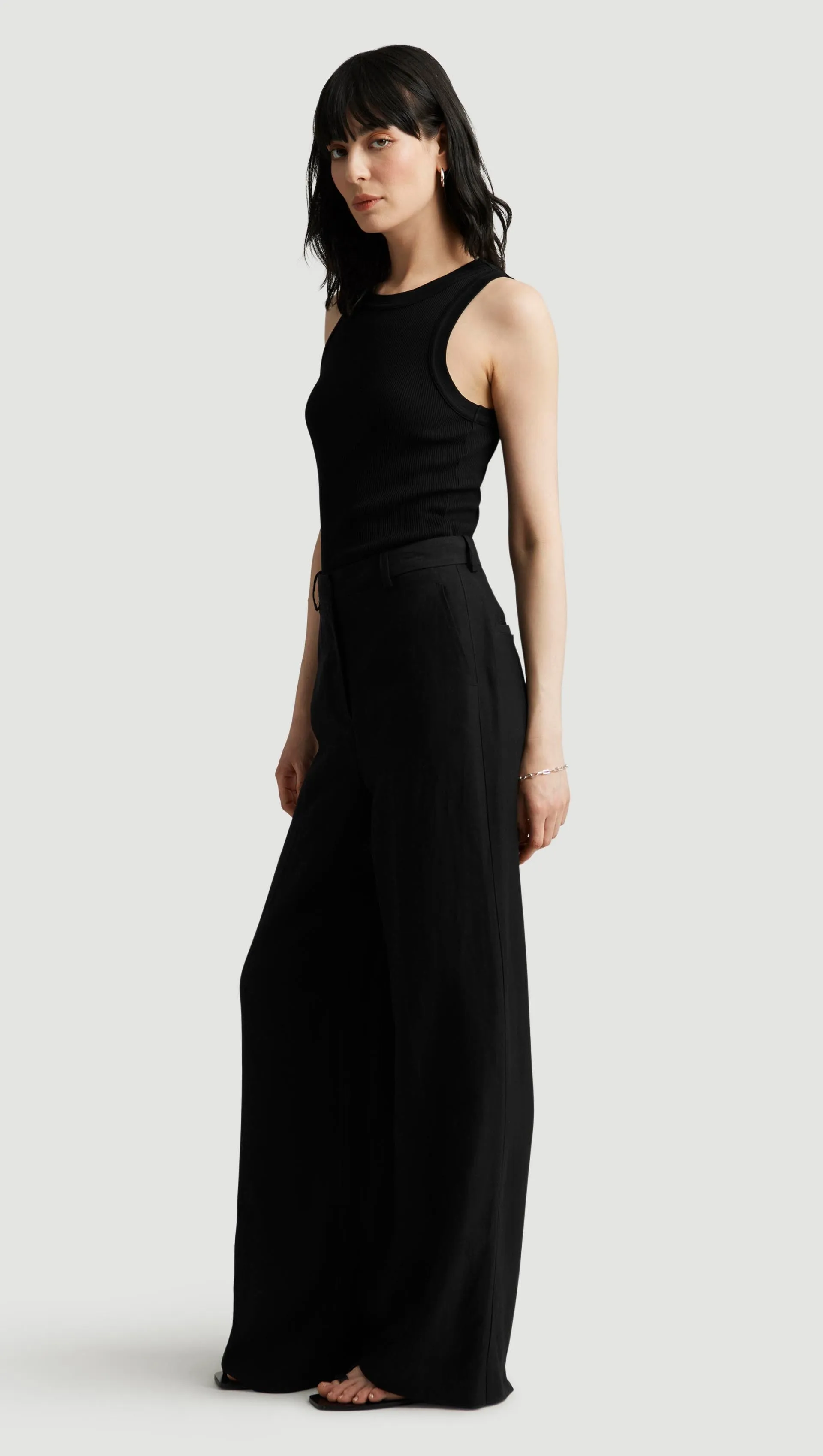 Park Trouser in Viscose Linen Twill | Black