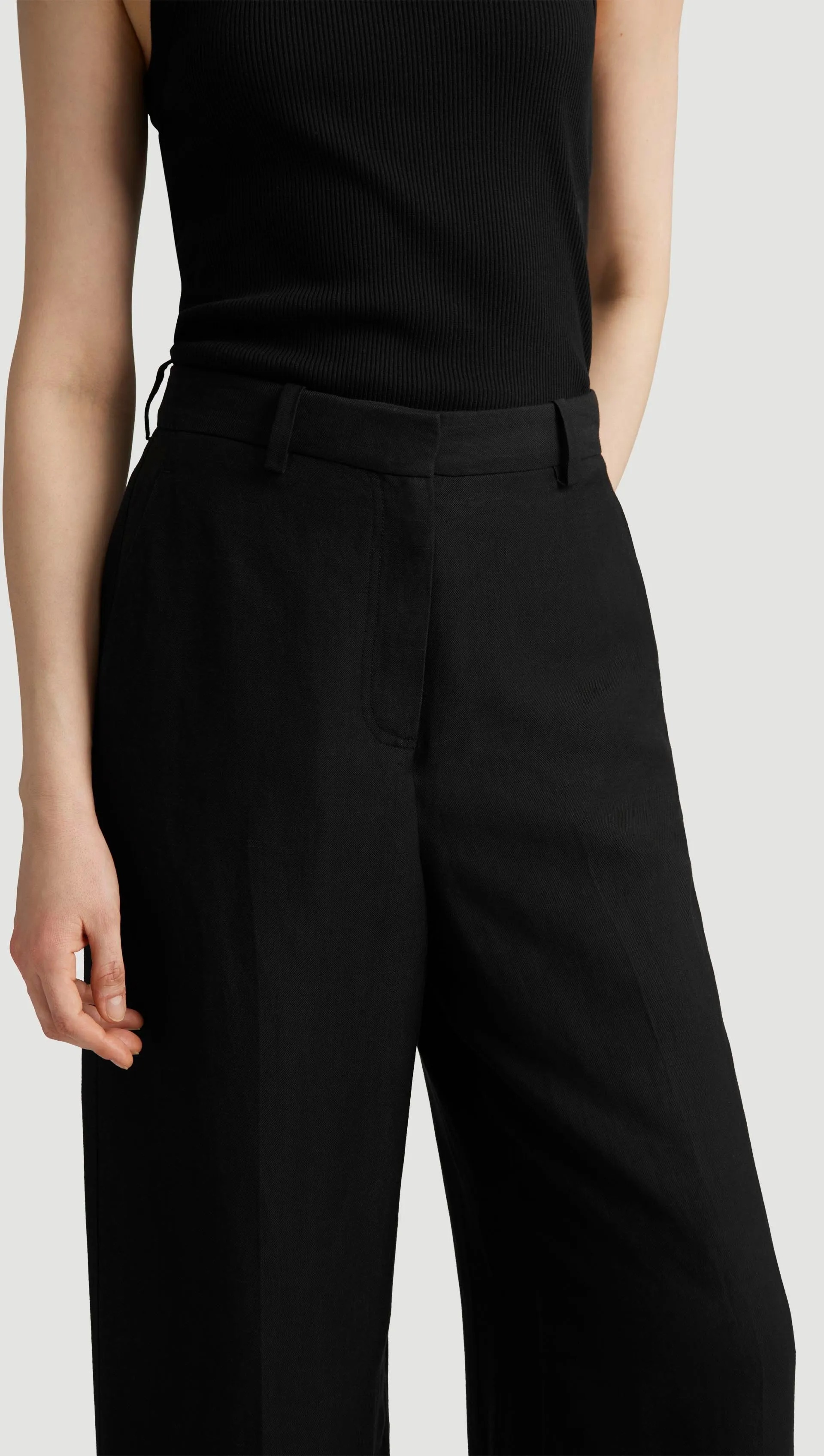 Park Trouser in Viscose Linen Twill | Black