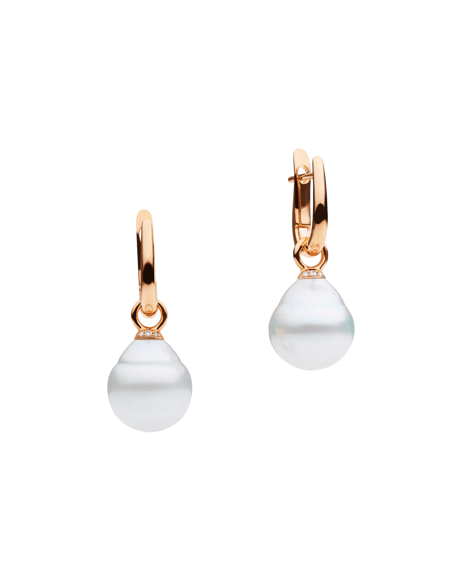 Pearls My Way Pearl Earrings | 12mm Circle Pearls, Diamonds, and Rose Gold
