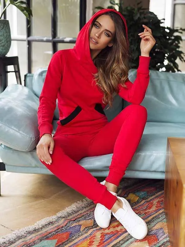 Pocket Hooded Casual Suit