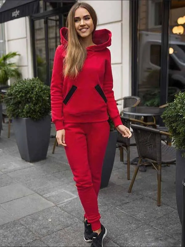 Pocket Hooded Casual Suit